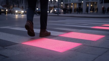Fototapeta premium Enhancing pedestrian safety through crosswalk alerts a technological solution urban environments : Pedestrian-Friendly Infrastructure