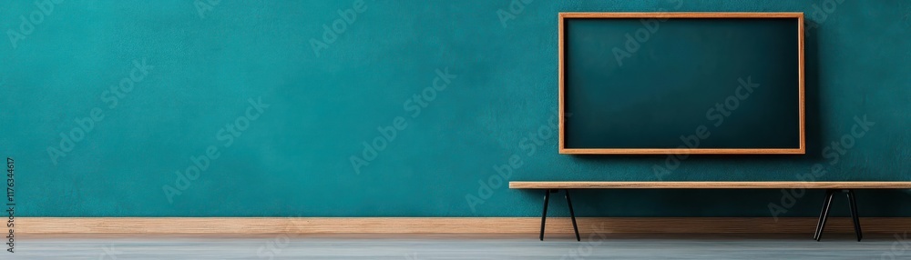 Aufkleber online learning and technology concept. a serene study setup with a glowing screen displaying intera