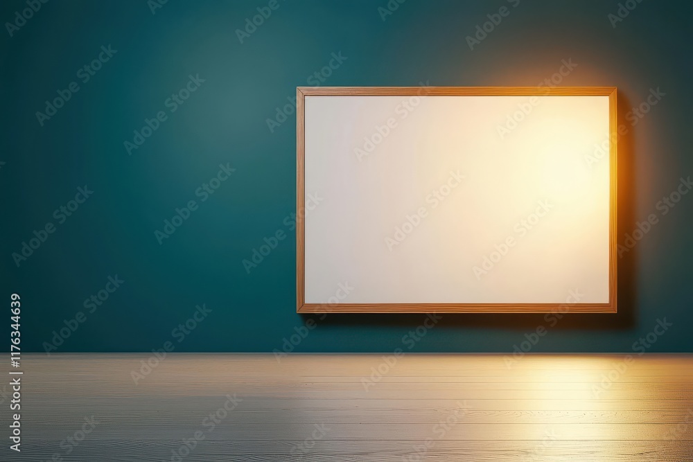 Poster a tranquil image of a glowing whiteboard with group contributions in a virtual classroom, representi