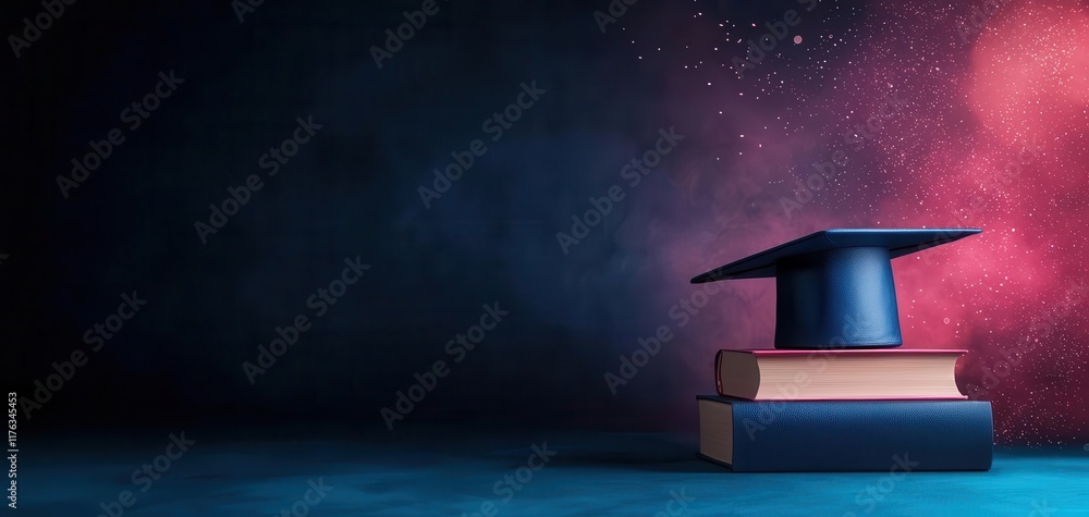 Poster online learning and e-learning. a serene digital portfolio glowing with recently earned certificatio