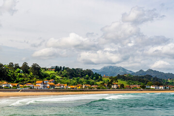 The beautiful city of Ribadesella, Asturias, Spain. Cantabrian Sea