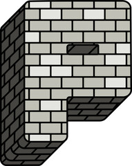 Stone Brick Letter Alphabet Vector Element P