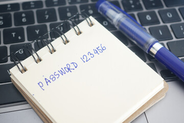 writing password on a sticky note 