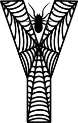Spider Web Letter Alphabet Vector Element Y