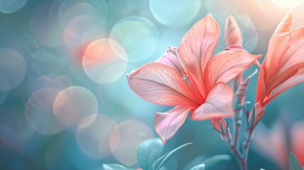 Fototapeta premium Delicate Blooming Flower in Soft Focus with Dreamy Bokeh Background Highlighting Nature's Beauty and Serenity in Pastel Tones