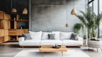 Loft interior design of modern living room