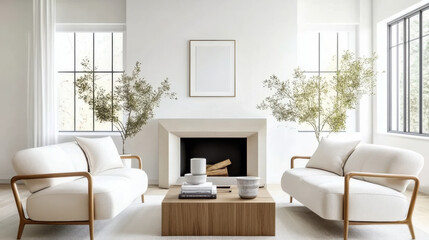 chairs and sofa near fireplace interior design of modern living room