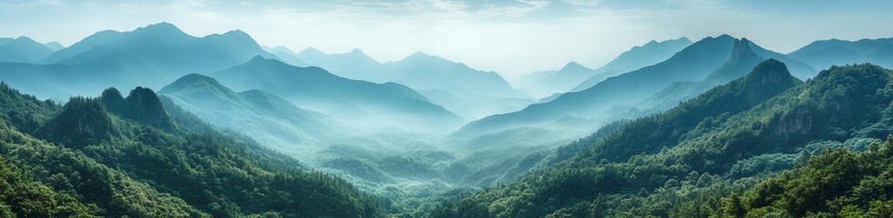 Fototapeta premium The mountains are covered in trees and the sky is cloudy