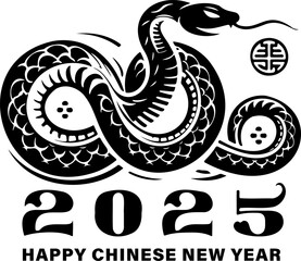 Fototapeta premium 2025 Snake symbolizes prosperity and joy for Chinese New Year celebrations