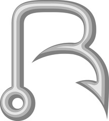 Fish Hook Letter Alphabet Vector Element R