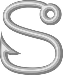Fish Hook Letter Alphabet Vector Element S