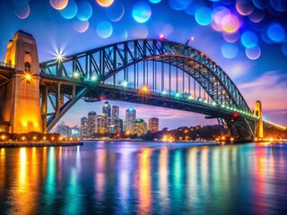 Sydney Harbour Bridge Bokeh Lights at Night - Stunning Cityscape