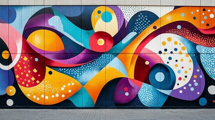 Obraz premium Vibrant abstract mural on building exterior.