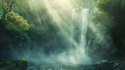 A majestic waterfall hidden within an enchanted forest
