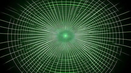 Fototapeta premium Abstract Green Grid Pattern Forming A Tunnel