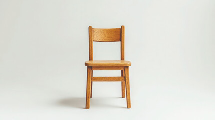 Simple Wooden Chair Against White Background Minimalist Photography