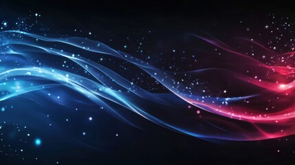 Fototapeta premium Abstract American flag with flowing stars and stripes, featuring a blank section for text, ideal for versatile design use