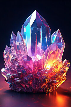 Abstract Iridescent Colorful Quartz Crystal with Natural Light Reflections for Spiritual Healing with Boho Aesthetic