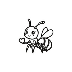 bee and heart sign symbol