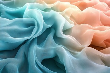 Obraz premium A flowing, translucent fabric in soft pastel colors, creating an ethereal and calming visual effect.