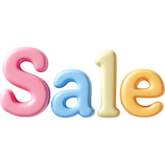 Pastel Colored 3D Sale Text
