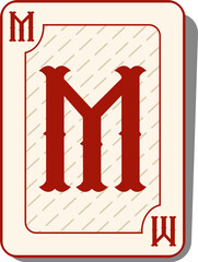 Playing Card Letter Alphabet Vector Element M