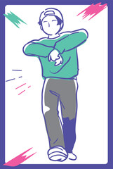 ヒップ・ホップダンスを踊る人。ベクターイラスト素材。