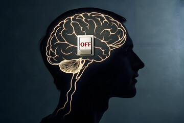 human brain switched off - surreal illustration