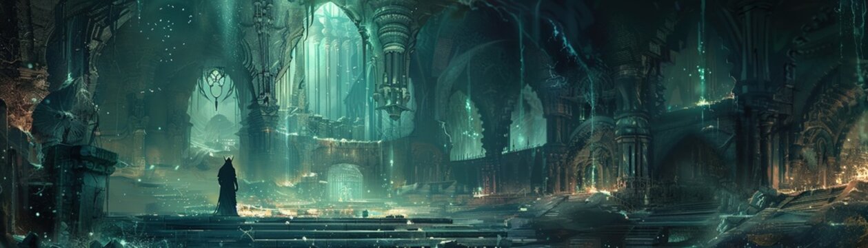 A secret societys chamber hidden beneath an ancient city
