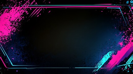 Abstract Neon Splatter Frame Design Background