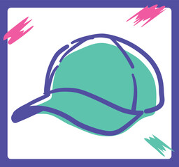 ヒップ・ホップのキャップ。ベクターイラスト素材。