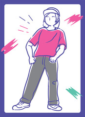 ヒップ・ホップダンスを踊る人。ベクターイラスト素材。