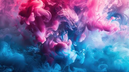 Obraz premium Vibrant Abstract Smoke Swirls in Shades of Pink and Blue Creating a Dreamy Ethereal Background for Creative Projects and Artistic Designs