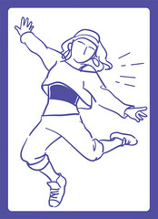 Fototapeta premium ヒップ・ホップダンスを踊る人。ベクターイラスト素材。