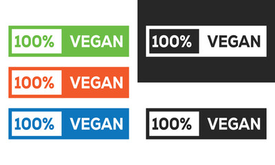 Fototapeta premium Vegan icon silhouette, Vegan illustration 100 sign logo, badge, symble logotype vector illustration.