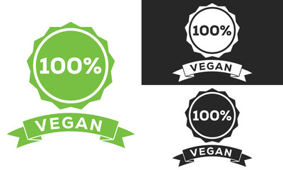 Vegan icon silhouette, Vegan illustration 100 sign logo, badge, symble logotype vector illustration.