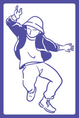 ヒップ・ホップダンスを踊る人。ベクターイラスト素材。