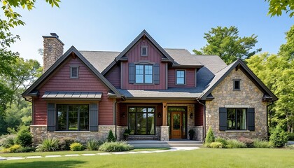 Obraz premium Stunning Suburban Home: Architectural Marvel in Rustic Charm