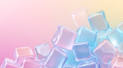 Pastel Colored Ice Cubes Abstract Background