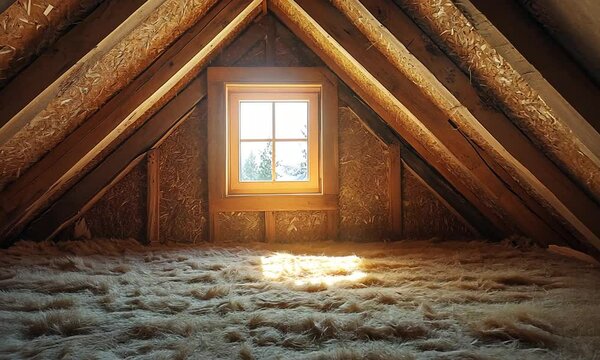 Cozy attic space with a window and soft flooring.