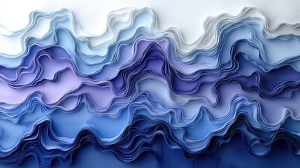 Obraz premium A textured wave of layered paper in shades of blue and purple, creating a soothing visual effect.