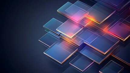 Abstract Glass Squares Illuminated With Warm Light
