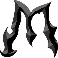 Heavy Metal Letter Alphabet Vector Element M