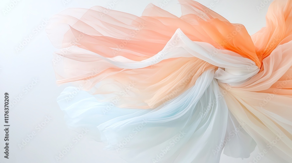 Poster abstract flowing fabric background with soft pastel colors, creating a sense of movement and eleganc
