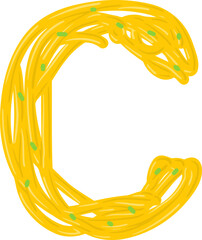 Spaghetti Noodle Letter Alphabet Vector Element C