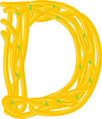 Spaghetti Noodle Letter Alphabet Vector Element D