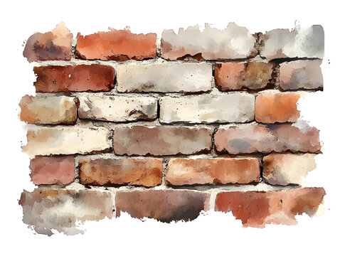 Fototapeta Watercolor style brick wall featuring earthy red tones and soft textures, creating rustic and warm atmosphere. Ideal for backgrounds and artistic projects