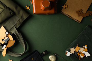 Adventure and travel concept of green background