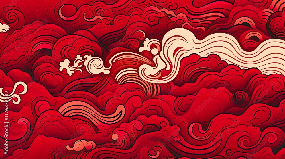 Wall mural chinese traditional background design with abstract pattern in red background chinese red textured p