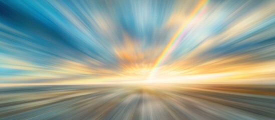 Blurred motion abstract background with a dazzling explosion of bright vibrant and colorful sunlight creating a dynamic energetic and captivating visual experience  The image conveys a sense of speed
